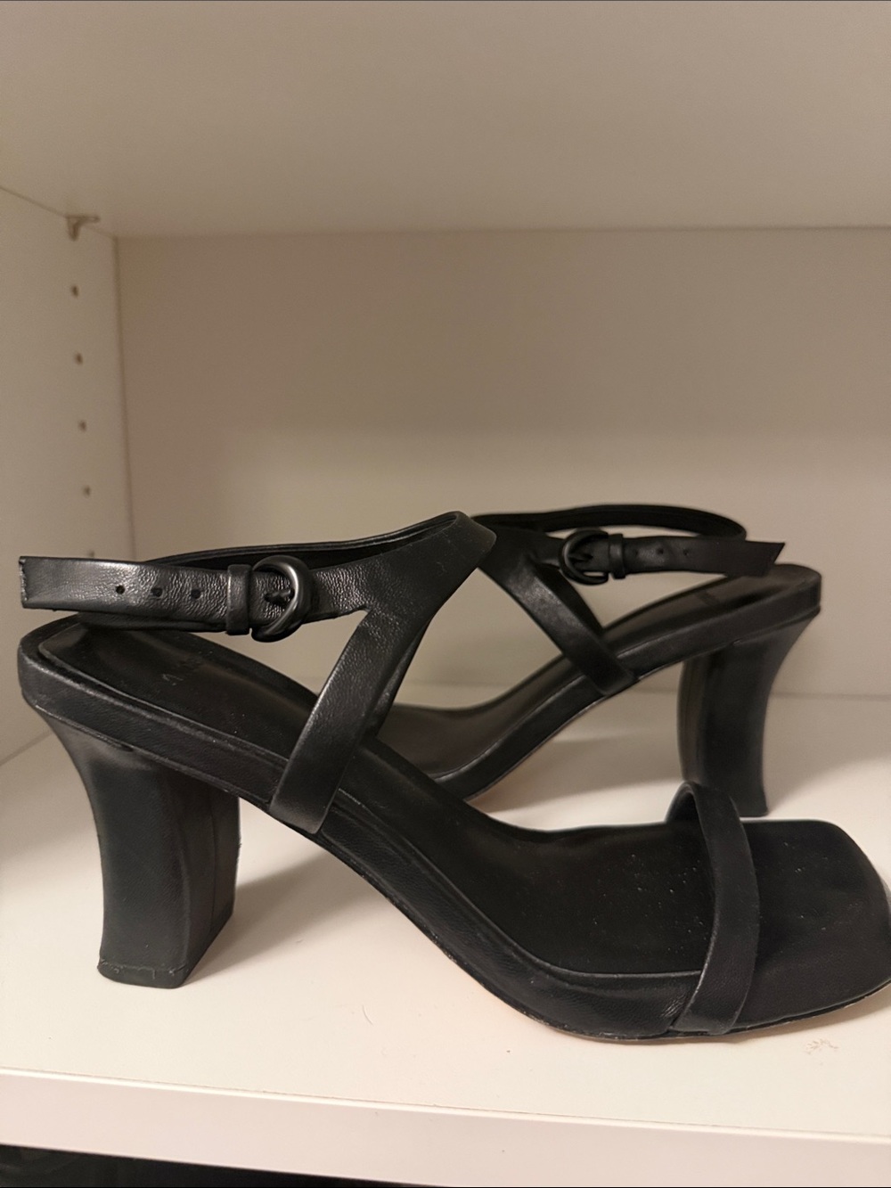 Vince Black Strappy Block Heel Sandals